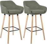 CLP Barhocker 2er Set gepolstert mit Lehne Grant, Barstuhl mit Stoffbezug, Gestell