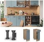 Vicco Schubunterschrank K&uuml;chenschrank R-Line Solid Eiche Blau Grau 30 cm modern