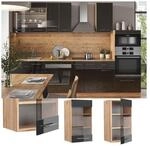 Vicco H&auml;ngeglasschrank K&uuml;chenschrank K&uuml;chenm&ouml;bel Fame-Line Eiche Anthrazit modern
