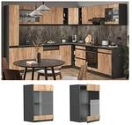 Vicco Glash&auml;ngeschrank K&uuml;chenschrank K&uuml;chenm&ouml;bel R-Line J-Shape Anthrazit Eiche