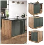 Vicco K&uuml;cheninsel K&uuml;chenblock Einbauk&uuml;che Fame-Line Landhaus Eiche Gr&uuml;n 90 cm