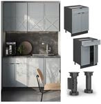 Vicco Schubunterschrank Fame-Line Anthrazit Hellblau-Grau gerahmt 60 cm mit