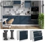 Vicco Schubladenunterschrank Fame-Line Wei&szlig; Dunkelblau Hochglanz 80 cm ohne