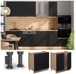 Vicco Sp&uuml;lenunterschrank Fame-Line Eiche Schwarz gestreift 80 cm mit Arbeitsplatte