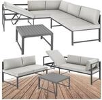tectake&reg; Aluminium Sitzgruppe, wetterfest, waschbare Bez&uuml;ge, 6-fach verstellbare