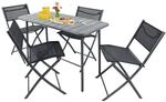 VCM 5-teilig Balkonm&ouml;bel Set, Gartentisch 110x55 cm mit 4 Klappst&uuml;hlen, Metall &