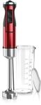 Arendo - Stabmixer, 1000 W, Edelstahl P&uuml;rierstab in rot, Handmixer mit Becher,