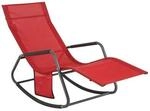 SoBuy Schaukelstuhl f&uuml;r den Garten mit Seitentasche Rot 145x57x84cm Industriell