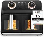 tectake&reg; Hei&szlig;luftfritteuse , 2 Garr&auml;ume, je 4 l, 2400 W, individuelle Zeit- und