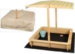 needs&wants&reg; Sandkasten mit Dach Sitzbank und Boden Vlies-Folie, mit Abdeckung