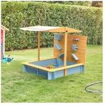HOME DELUXE Sandkasten mit &Uuml;berdachung SANDY - Holz/Grau