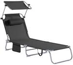 SoBuy Sonnenliege Schwarz 192x56x81cm Funktional