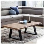 Couchtisch Akazie Massiv 115cm Rechteckiger Wohnzimmertisch Baumkante Metallkufe