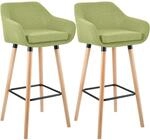 CLP Barhocker 2er Set gepolstert mit Lehne Grant, Barstuhl mit Stoffbezug, Gestell