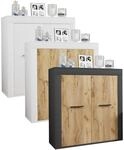 VCM Holz Kommode Sideboard mit Dreht&uuml;ren Ma&szlig;e ca. H. 89 x B. 80 x T. 35 cm -