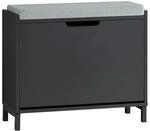 SoBuy Schuhbank mit 1 T&uuml;r Schwarz 60x24x51cm Industriell