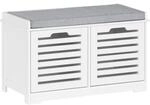 SoBuy Schuhbank mit 2 T&uuml;ren Wei&szlig; 71x35x43cm Klassisch