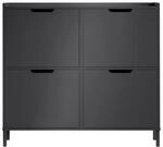 SoBuy Schuhschrank mit 4 T&uuml;ren Schwarz 19x100x89,99cm Minimalistisch