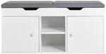 SoBuy Schuhbank mit 2 T&uuml;ren Wei&szlig; 100x34x48cm Klassisch