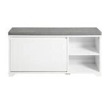 SoBuy Schuhbank mit 1 T&uuml;r Wei&szlig; 90x24x47cm Klassisch