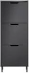 SoBuy Schuhschrank mit 4 T&uuml;ren Schwarz Modern