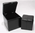 2er Set Hocker Sitzw&uuml;rfel Sitzhocker Aufbewahrungsbox Carrara, Leder + Kunstleder,