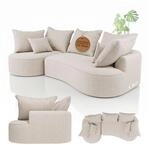 Juskys Sofa Tirano - Ecksofa L-Form, inkl. Kissen, 4-Sitzer Eckcouch, Boucl&eacute; Creme &