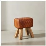 KADIMA DESIGN Exklusiver Sitzhocker aus Echtleder mit Rautenmuster, Stilvolles und