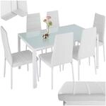 tectake&reg; Esszimmergruppe, 7-teilig, gepolstert mit Kunstlederbezug, bodenschonende