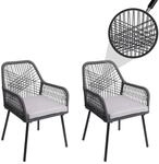 2er-Set Gartenstuhl MCW-O12, Outdoor Sitzpolster Aluminium Seilgeflecht Rope ~