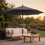 Gastronomie Holz-Sonnenschirm MCW-C57b, Gartenschirm, Polyester/Holz 17kg, rund &Oslash;4m
