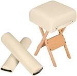 tectake&reg; Hocker mit 2 Lagerungsrollen, aus Holz und Kunstleder, gute Polsterung,