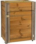 dobar Rollbarer Gartenschrank mit Pflanzkasten inkl. Schafswolle, Gr. L - Braun/Grau
