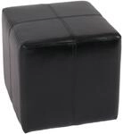 Sitzhocker Carrara, Leder + Kunstleder, 36x36x36cm MVG-zertifiziert ~ schwarz