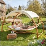tectake&reg; H&auml;ngematte, mit Holzgestell, f&uuml;r 2 Personen, f&uuml;r In- und Outdoor,