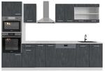 Vicco K&uuml;chenzeile R-Line 300 cm Schwarz Beton Wei&szlig; mit Arbeitsplatte Anthrazit