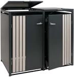 2er-M&uuml;lltonnenverkleidung MCW-O67, M&uuml;lltonnenbox mit Deckel, Metall 122x132x84cm