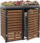 2er M&uuml;lltonnenverkleidung MCW-K14, M&uuml;lltonnenbox mit Pflanzkasten, 124x134x84cm WPC