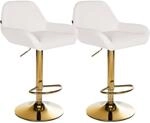 CLP 2er Set Barhocker Braga Kunstleder-Bezug mit Gold-Gestell I...