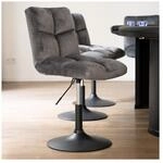 HOME DELUXE Barhocker h&ouml;henverstellbar 4er Set ACE - Samt Hellgrau