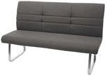 Sitzbank MCW-G55, Esszimmerbank Bank, Stoff/Textil Edelstahl geb&uuml;rstet ~ grau-braun