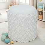 Sitzhocker FineBuy Runder Hocker mit Stauraum Wolle &Oslash; 40 cm Wei&szlig;...