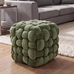 Hocker MCW-Q48, Sitzhocker Ottomane Polsterhocker Knoten-Pouf, Samt (220g/m&sup2;) 39cm ~
