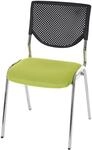 Besucherstuhl H401, Konferenzstuhl stapelbar, Stoff/Textil ~ Sitz gr&uuml;n, F&uuml;&szlig;e chrom