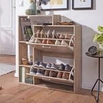 Schuhkipper Holz 2 F&auml;cher Sonoma 12 Paar Schuhe Schuhschrank Schuhkommode