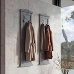 2er-Set Garderobe H33, Wandgarderobe Garderobenpaneel, Wandhaken Holz 109x28x4cm ~