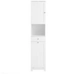 SoBuy Badezimmerschrank mit einer Schublade Wei&szlig; 40x38x180cm Minimalistisch