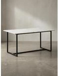 Esstisch Marmoroptik Metall Rechteckig Modern Klein, Wei&szlig; 160x80x76 cm