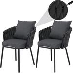 2er-Set Aluminium-Gartenstuhl MCW-P89, Gartensessel Outdoor Stuhl, Stoff/Textil (180