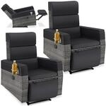 tectake&reg; Aluminium Rattansessel, verstellbare R&uuml;ckenlehne und Fu&szlig;ablage,